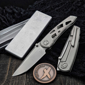 Sharknivco Waka V4.9 Windows Titanium Frame Lock RWL34 Polished Stonewash