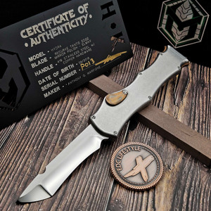 Heretic Custom Knives Stainless Steel Prototype Hydra Mirror Polish T/E Copper Accents S/N 013 - Preowned