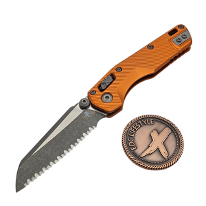 Microtech MSI Ram-Lok Mini Orange Aluminum Fluted 3.10" S/E Full Serrated Apocalyptic 210M-12APFLOR  By Edc Lifestyle