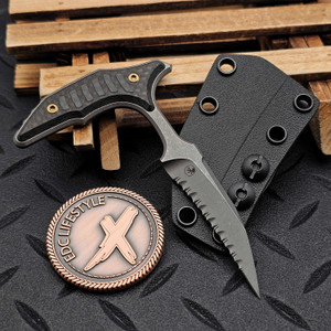 Microtech/Bastinelli Bee Apocalyptic Full Serrated Push Dagger Carbon Fiber Scales & Bronze Ti HW 218-12APMS4