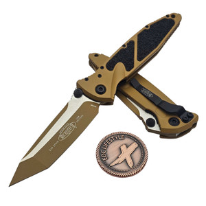 Microtech Socom Elite Manual Cerakote Tan RAL-8000 4" T/E 161-1CRA-Z4