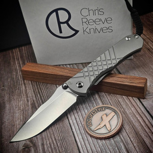 Chris Reeve Knives CRK Umnumzaan Titanium Drop Point Glass Blasted Magnacut UMN-1012 - Preowned