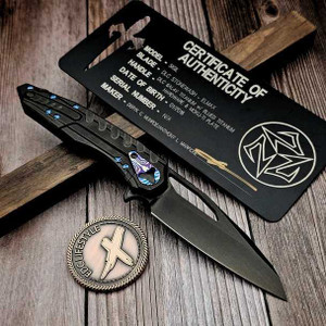Marfione Custom Sigil DLC Titanium w/DLC Stonewash Elmax Blue Ti HW & Mokuti Plate - Preowned on EDC Lifestyle