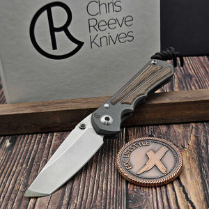 Chris Reeve Knives CRK Small Inkosi Natural Canvas Micarta Inlay S35VN Tanto SIN-1045 - Preowned