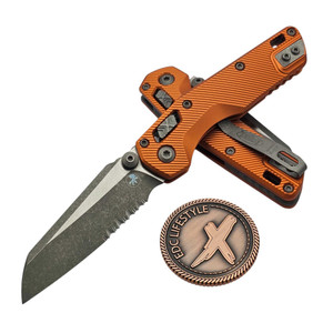 Microtech MSI Ram-Lok Mini Orange Aluminum Fluted 3.10" S/E Partial Serrated Apocalyptic 210M-11APFLOR  By Edc Lifestyle