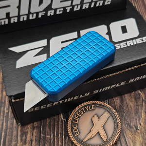 Rivery Zero Grenade Blue Aluminum CadLabCNC Razor Blade OTF w/Lanyard Hole by EDC Lifestyle