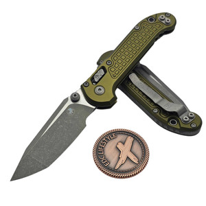 Microtech LUDT Ram-Lok Manual OD Green Frag Aluminum 3.4" T/E  Apocalyptic M390MK 1136RL-10APFROD