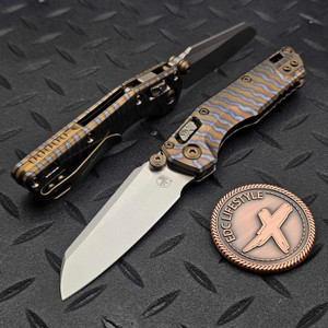 Microtech MSI Ram-Lok Mini Flamed Slab Side Titanium 3.10" S/E Stonewash Bronze Ti Accent Marfione Select 210M-10MS12  By Edc Lifestyle