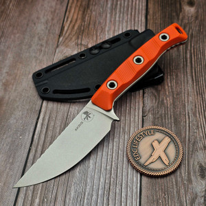 Microtech Akris Fixed Blade Ember G-10 3.7" Stonewash M390MK W/ Black Kydex Sheath 95-10EM-5