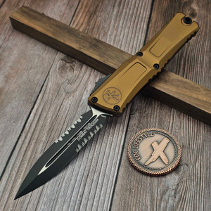 Microtech Combat Troodon Tan D/E Partial Serrated 1142-2TA - Preowned
