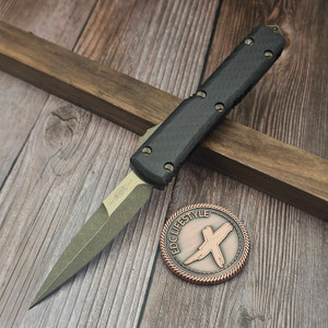 Microtech Ultratech Carbon Fiber Bayonet Bronze Apocalyptic 120-13APCFS S/N 001- Preowned