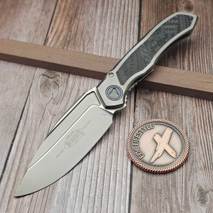 Microtech Anax Titanium Handle Carbon Fiber Inlay Bead Blast S/E 190C-7CFTI S/N 001- Preowned