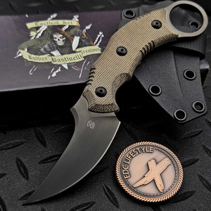 Bastinelli Knives Mako Compact Fixed Blade PVD Green Micarta