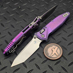 MICROTECH SOCOM RAM-LOK T/E STONEWASH PURPLE HAZE SLAB TITANIUM W/PURPLE TI ACCENT MARFIONE SELECT 161RLS-10MS6