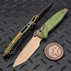 MICROTECH SOCOM RAM-LOK BRONZED STONEWASH TANTO EDGE ANTIQUE GREEN SLAB SIDE TITANIUM W/BRONZE TI ACCENT MARFIONE SELECT 161RLS-13MS1
