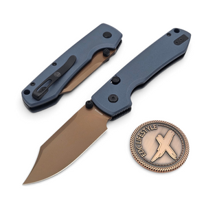 Vosteed Raccoon Dark Blue G10 Button Liner Lock 3.2" Copper Dune Bowie VS-A2909 by EDC Lifestyle