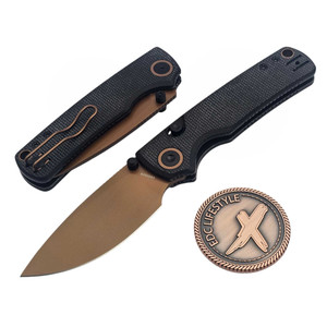 Vosteed Porcupine Black Micarta Button Liner Lock 2.99" S/E Copper Dune VS-A2610 by EDC Lifestyle