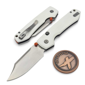 Vosteed Raccoon White G10 Button Liner Lock 3.2" Satin Bowie VS-A2912 by EDC Lifestyle