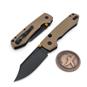 Vosteed Raccoon Sand G10 Button Liner Lock 3.2" Black Stonewash Bowie VS-A2927 by EDC Lifestyle