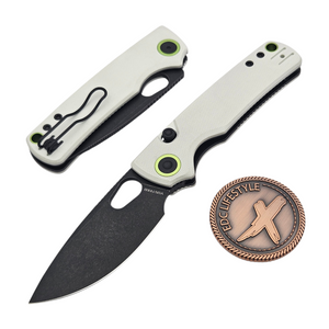Vosteed Porcupine White G10 Button Liner Lock 2.99" S/E Black Stonewash VS-A2606 by EDC Lifestyle