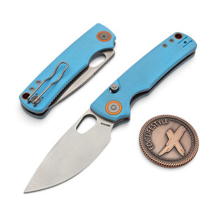 Vosteed Porcupine Sky Blue G10 Button Liner Lock 2.99" S/E Satin VS-A2608 by EDC Lifestyle