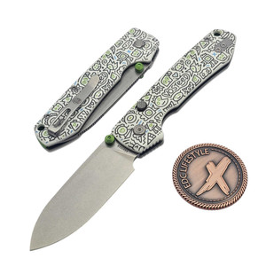 Vosteed Raccoon Doodle Monster G10 Button Liner Lock 3.2" S/E Stonewash VS-A2933 by EDC Lifestyle