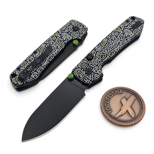 Vosteed Raccoon Doodle Monster G10 Button Liner Lock 3.2" S/E Black Stonewash VS-A2934 by EDC Lifestyle