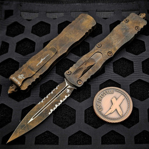 Microtech Knives Dirac Delta Plague Outbreak 3.75" D/E Partial Serrated 227-2PLOBS