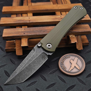 Borka Blades OD Green G10 SBTF Acid Wash Tanto Folder
