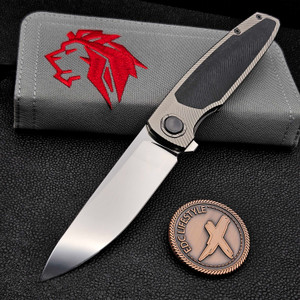 Holt Bladeworks Outlaw OP176 Feather W/Black Timasucs Accents & Morphaholic Black Glass