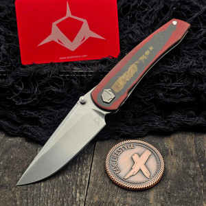 Sharknivco Waka V4.9 Red Dragon Camoquartz RWL34 Polished Stonewash