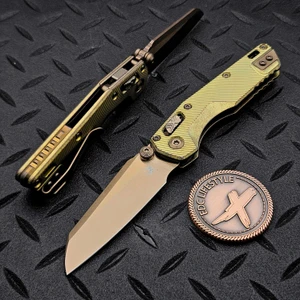 Microtech MSI Ram-Lok Mini Antique Gold Fluted Titanium 3.10" Bronzed Stonewash w/Bronzed Ti Accent Marfione Select 210M-13FLMS4