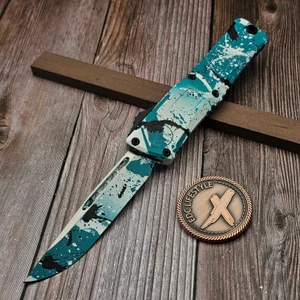 Microtech Combat Troodon Gen III Turquoise/White Black Splatter 4" S/E Turquoise/White Black Splatter 1143-1TQWHBKSPLS - Preowned S5