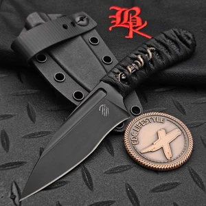 Bastinelli Knives Sin Fixed Blade PVD Black Tsuka Wrap Bronze Snake Menuki