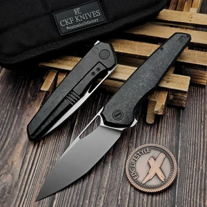 Custom Knife Factory CKF Tasca DLC Crystal Titanium 3.6" CKF Wash & Satin Flats