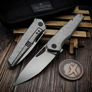 Custom Knife Factory CKF Tasca Crystal Titanium 3.6" CKF Wash & Satin Flats