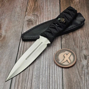 Blackside Customs Mike Irie Hand Ground Phase 7 SDM Fixed Blade Knife Bastinelli Wrap, Starlingear Cobalt Menuki, Kimo Leather