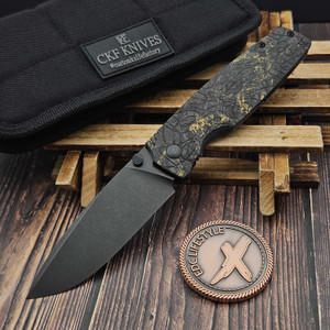 Custom Knife Factory CKF LEX Yellow Carbon Fiber 3.46" Blackwash by EDC Lifestyle