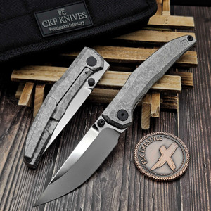 Custom Knife Factory CKF TNT Silver Crystal Titanium 3.4" Polished Swedge