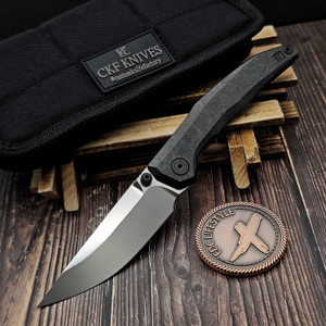 Custom Knife Factory CKF TNT Black Crystal Titanium 3.4" Polished Swedge