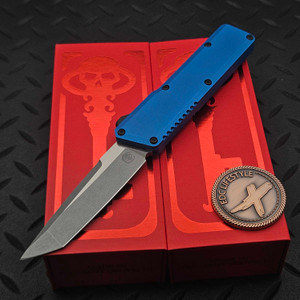 Chaves Knives Blue Flat Blasted Dissident OTF 3.7" T/E Two-Tone Stonewash by EDC Lifestyle