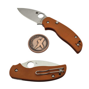 Spyderco Sage 6 Button Compression Lock Burnt Orange G-10 3" REX 121 Plain Edge C123GPBOR