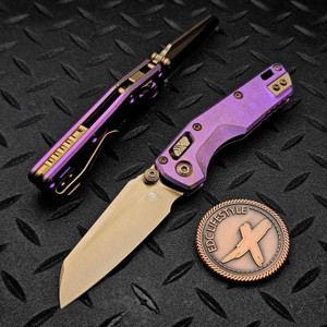 Microtech MSI Ram-Lok Mini Royal Purple Slab Side Titanium 3.10" Bronzed Stonewash w/Bronzed Ti Accent Marfione Select 210M-13MS5 by EDC Lifestyle