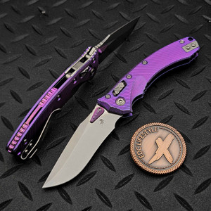 Microtech Amphibian Mini Ram-Lok Purple Haze Fluted Titanium 3.25" S/E Stonewash Purple Ti Accent Marfione Select 137MRL-10FLMS5 by EDC Lifestyle