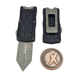 Microtech Exocet II Black 2.31" Spartan Apocalyptic OTF Money Clip 1155-10AP by EDC Lifestyle