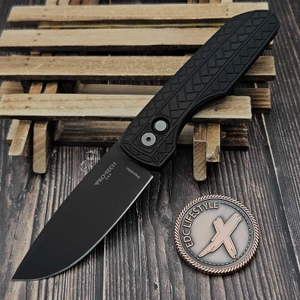 Pro-Tech Knives Vero Synapse 2 Black Herringbone Textured with 3.5" DLC MagnaMax blade Vero2106 on EDC Lifestyle