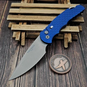 Pro-Tech Knives Tactical Response 4 Blue Feather Texture handle with 4" Stonewash MagnaMax blade T4105 on EDC Lifestyle