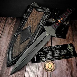 Marfione Custom/Sean Marfione Vipera D/E Two Tone Apocalyptic DLC Short Sword Black Leather Tsuka Wrap w/Red Ray Skin Inlay