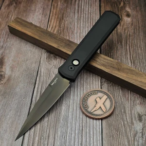 Pro-Tech Godfather 921-DARK DLC Satin Blade, Black Lip Pearl Button - Preowned S2