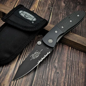 Microtech Lightfoot LCC Double Action Carbon Fiber Black Serrated S30V S/N 7977 - Preowned
